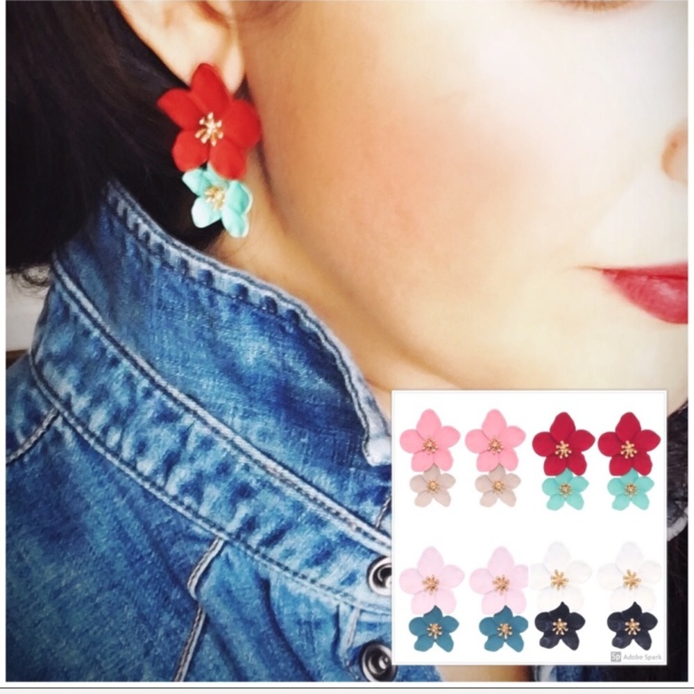 Orchid flower drop earrings floral - Picture 5 of 8